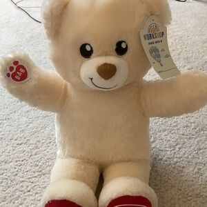 Build-A-Bear Beige Plush Teddy with Red Paws
